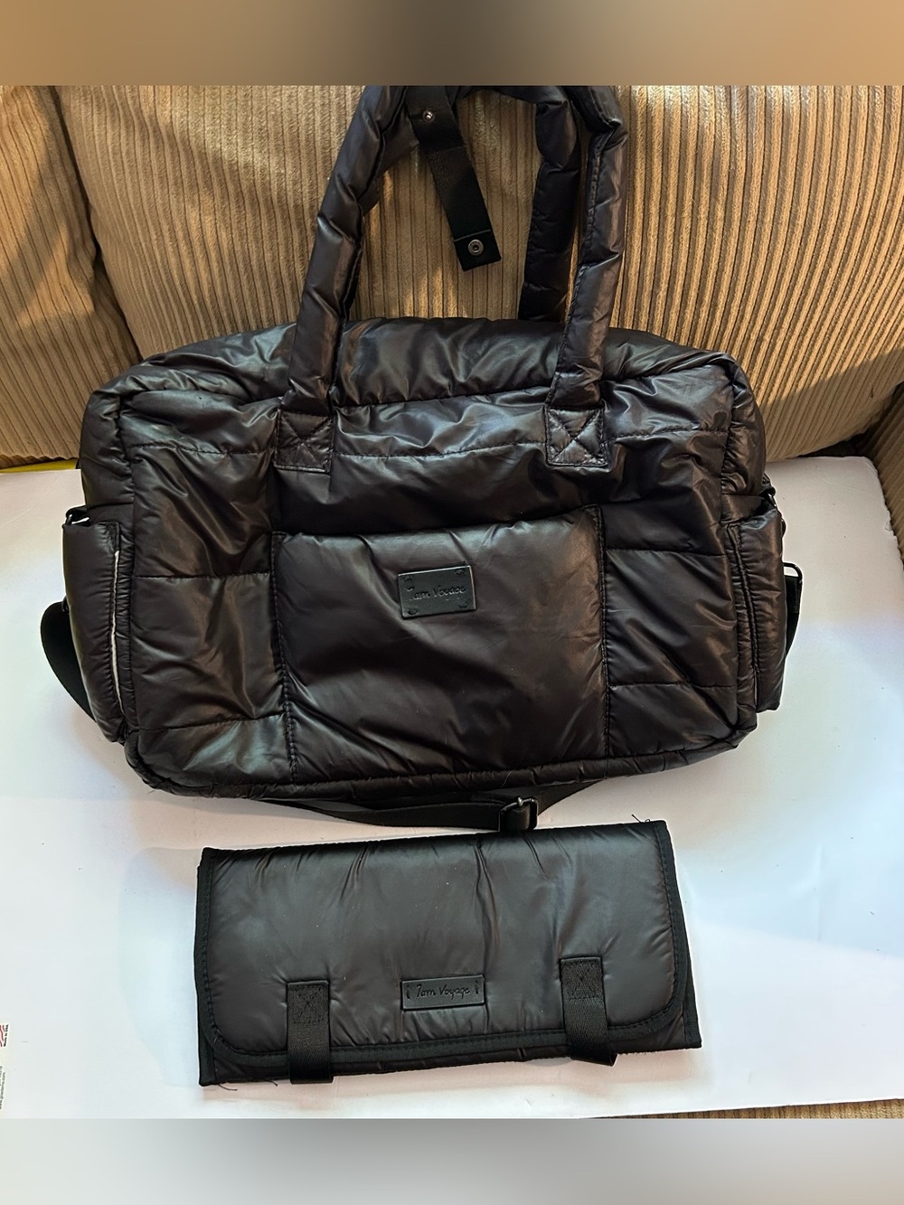 7AM Enfant Soho Diaper Satchel Bag + Changing Mat Black